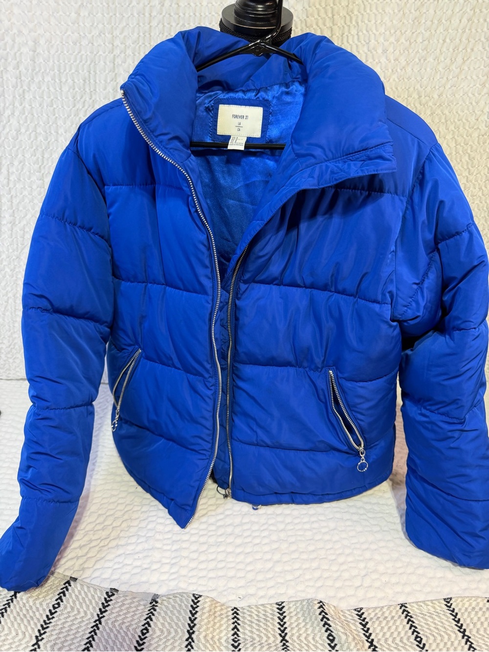 Forever 21 Royal Blue Quilted Puffer Jacket